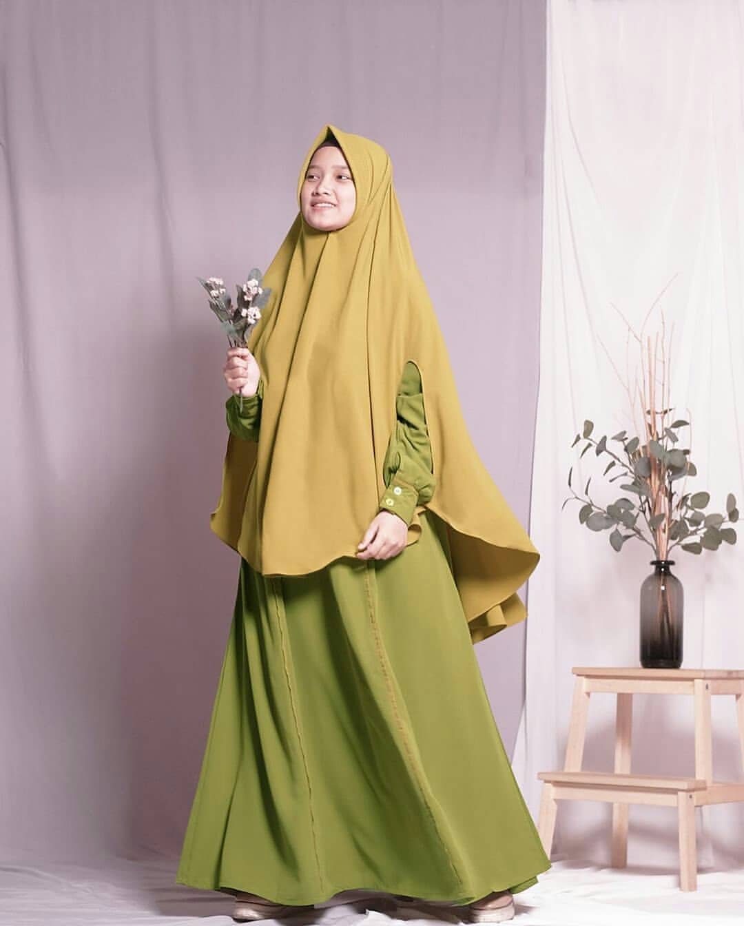 Gamis Dhuha light olive