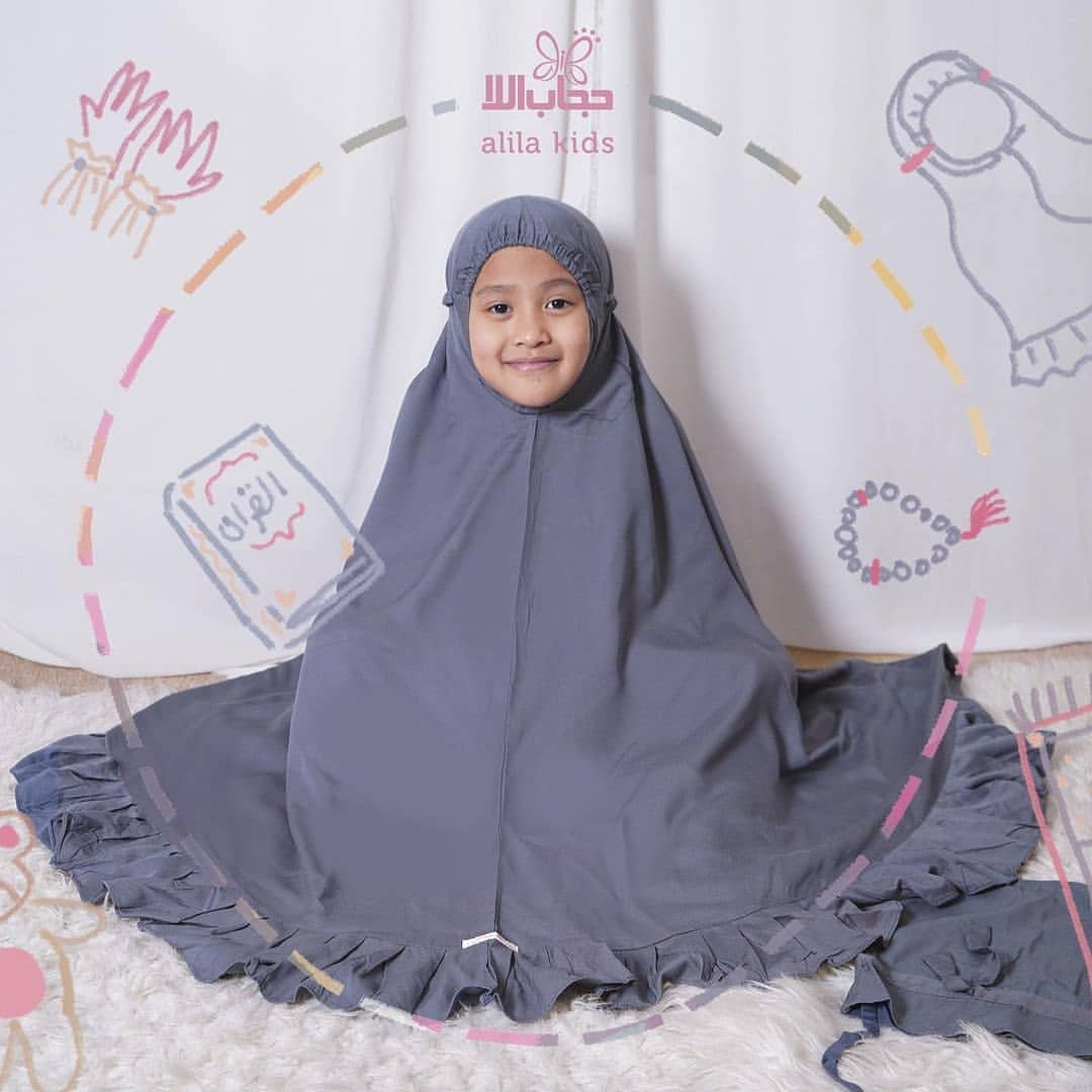 Mukena kids Royal grey