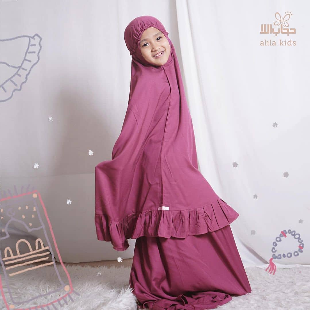 Mukena kids pink velvet