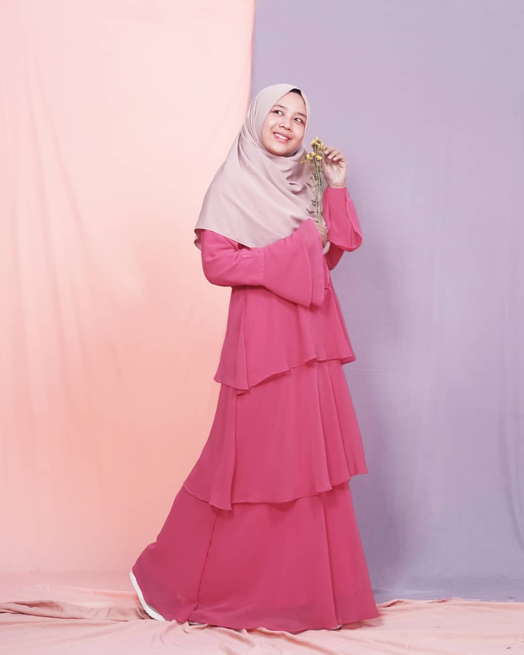 Gamis Ruffle pink fanta