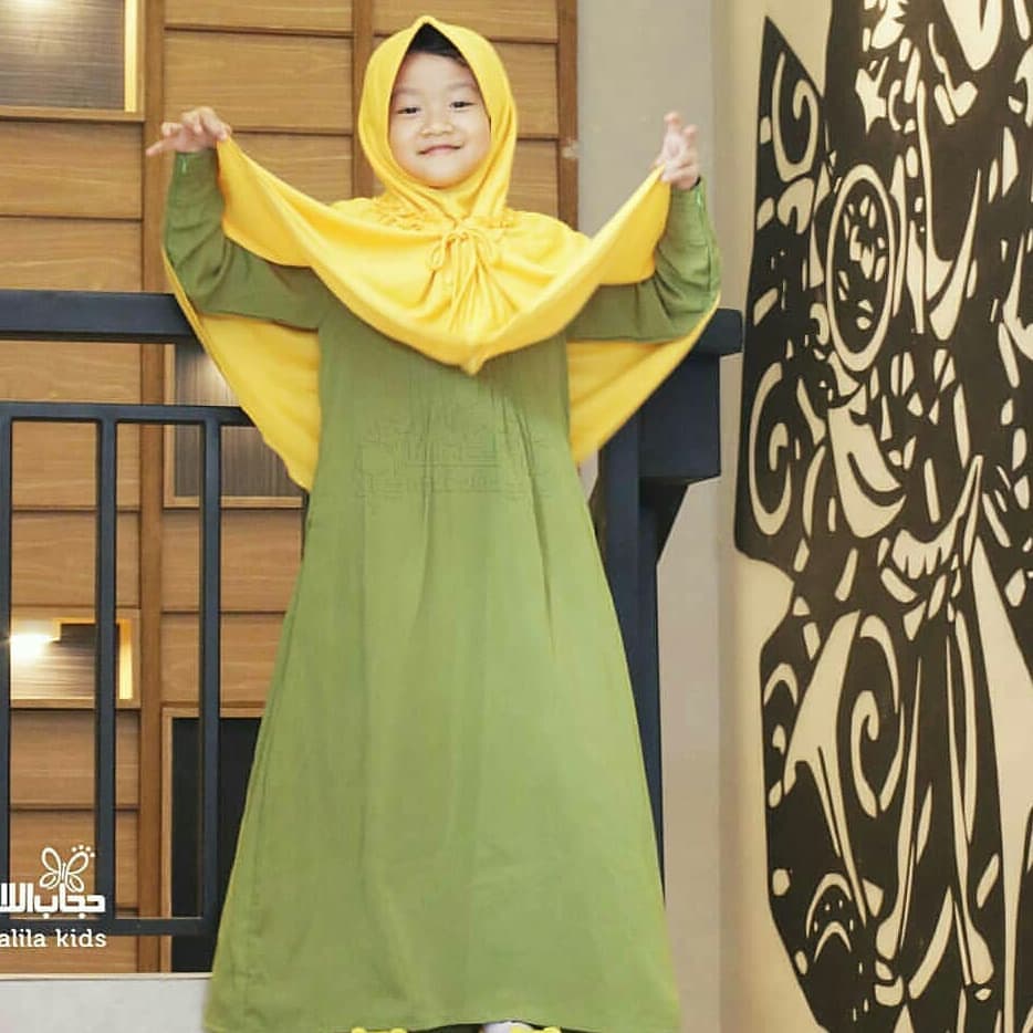 Gamis Hari kids hijau daun